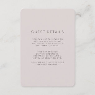 Modern Plum Wedding Guest Details Enclosure Card