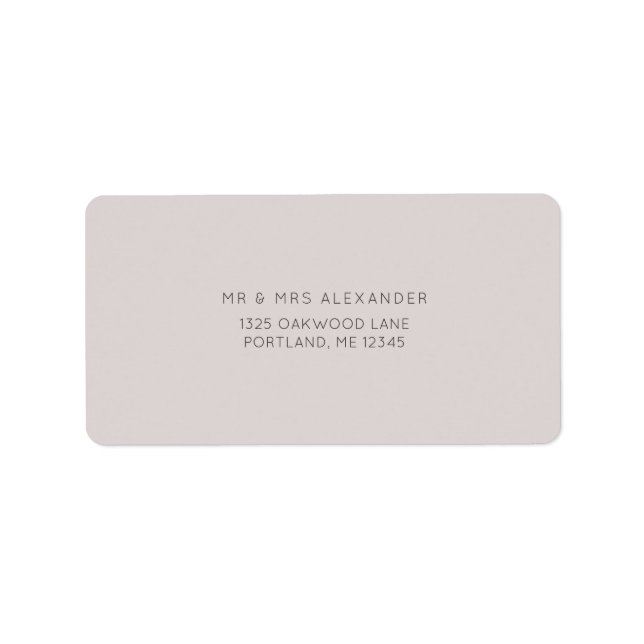 Modern Plum Wedding Return Label (Front)