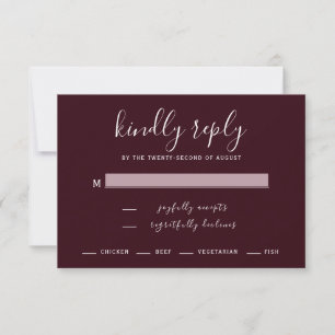Modern Plum Wedding RSVP Card