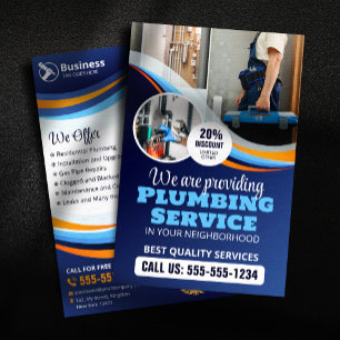 Modern Plumber Plumbing Installation Blue Orange Flyer