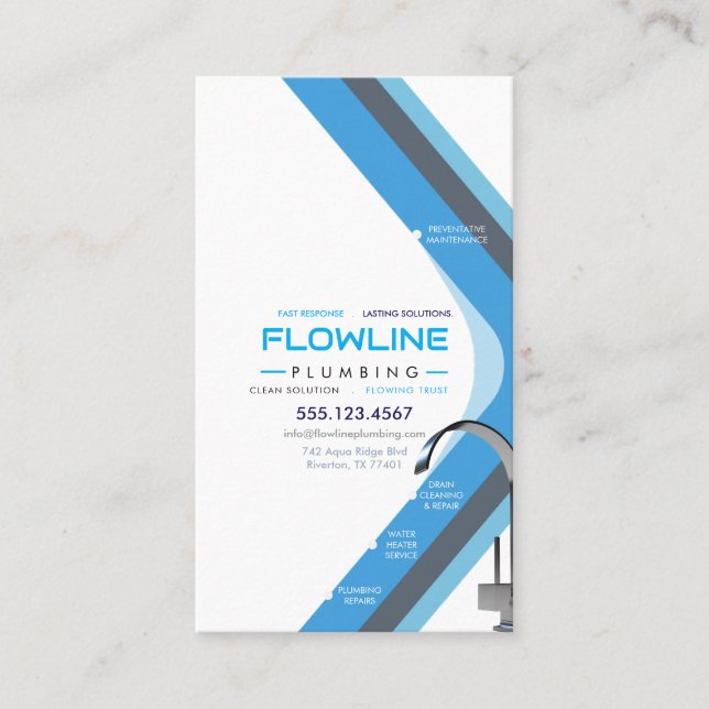 Modern Plumbing Service Business Card (Front)