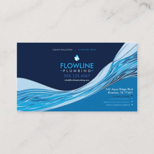 Modern Plumbing Service Business Card (Front)