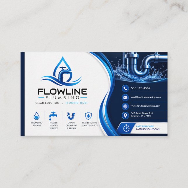 Modern Plumbing Service Business Card (Front)