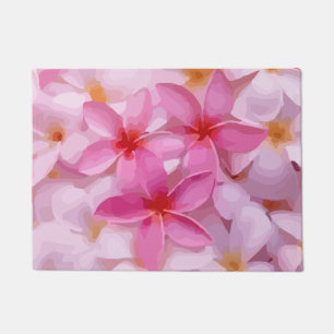 Modern Plumeria - Abstract Pink Flowers Doormat
