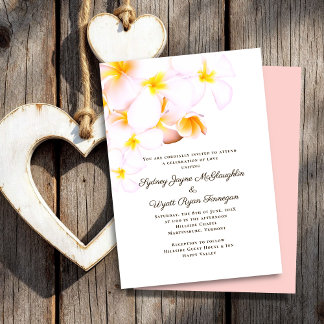 Modern Plumeria Hawaiian Flowers White Wedding Invitation