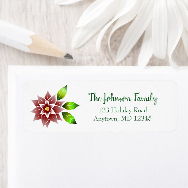 Modern Poinsettia Flower | Return Address (Insitu)