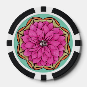 MODERN POINSETTIA in MAGENTA Poker Chips