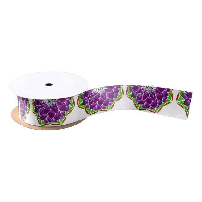 MODERN POINSETTIA in PURPLE DRAMA Satin Ribbon (Spool)