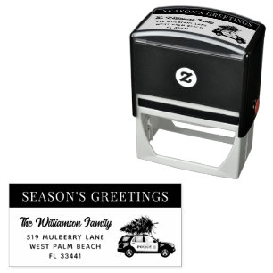 Modern Police Officer Car Christmas Tree Address Self-inking Stamp