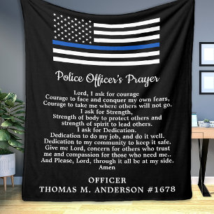 Modern Police Officer Prayer Thin Blue Line Fleece Blanket