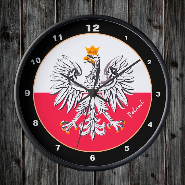 Modern Polish Flag & Eagle, Poland trendy design Round Clock (Creator Uploaded)