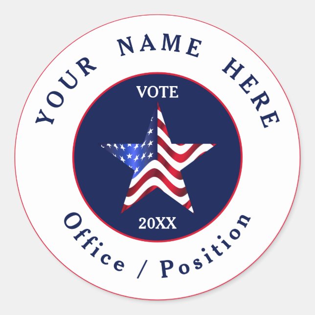 Modern Political Presidential Campaign Classic Round Sticker (Front)