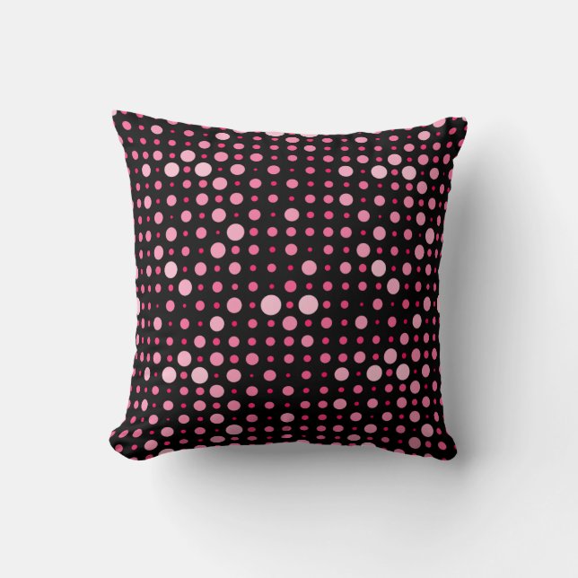 Modern Polka Dot 01.Pink Black BG Cushion (Front)
