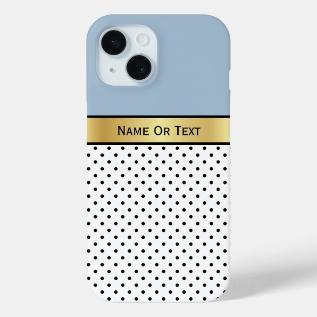 Modern Polka Dot and Gold Stripe Design with Text  Case-Mate iPhone Case (Back)