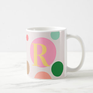Modern Polka Dot Monogram Coffee Mug
