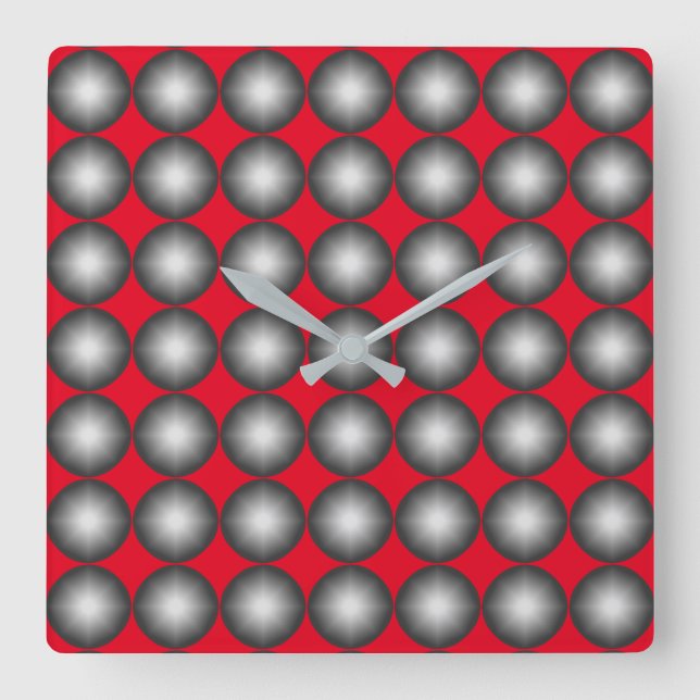 Modern Polka Dot Pattern Square Wall Clock (Front)