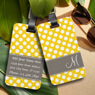 Modern Polka Dot Pattern with Monogram Luggage Tag