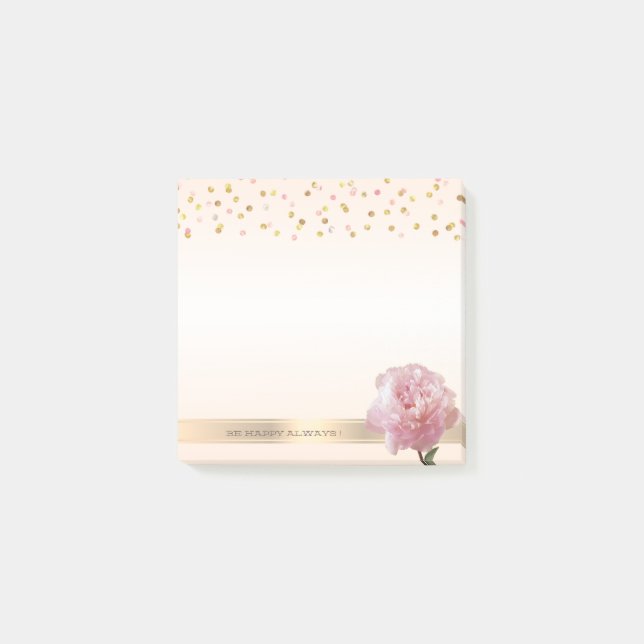 Modern Polka Dots,Confetti,Carnation-Personalised Post-it Notes (Front)