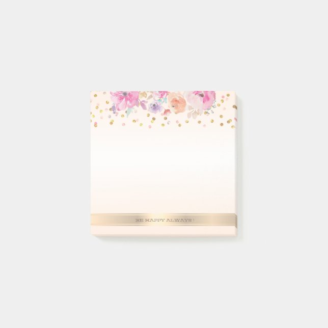 Modern Polka Dots,Confetti,Flowers -Personalised Post-it Notes (Front)