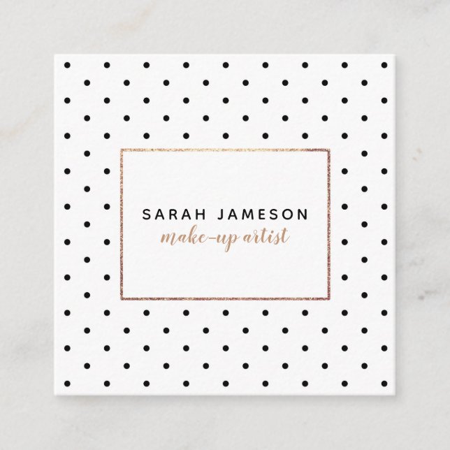 Modern Polka Dots Make-up Fashion Beauty Square Business Card (Front)