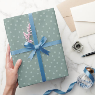 Modern Polka Dots on Light Gray-Green Wrapping Paper