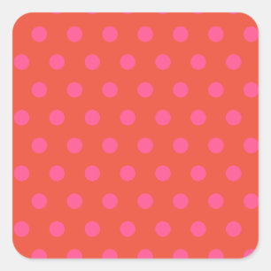 Modern Polka Dots Pink and red Orange Square Sticker