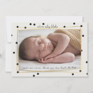 Modern Polkadot Photo Birth Announcement