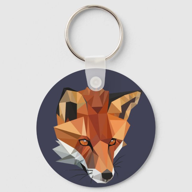 Modern Polygon Fox Custom Key Ring (Front)