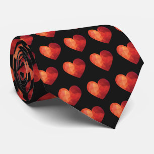 Modern polygonal crystal red heart tie