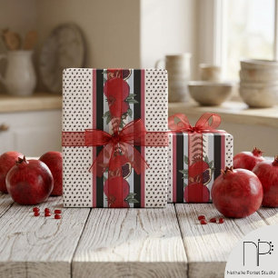 Modern Pomegranate Seed Stripe Wrapping Paper