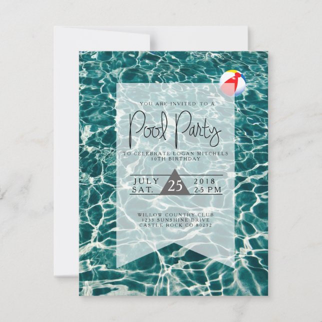 Modern Pool Party | Birthday Invitation (Front)