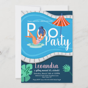 Modern Pool Party Bridal Shower Adult Invitation B