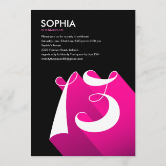 Modern Pop 13th Birthday Party Invitations