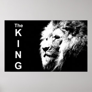Modern Pop Art Black&White Lion Head Elegant Poster