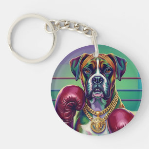 Modern Pop Art Boxer Dog Boxing Athlete 360° Key Ring