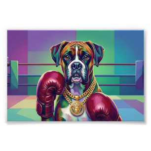 Modern Pop Art Boxer Dog Boxing Athlete Photo Print