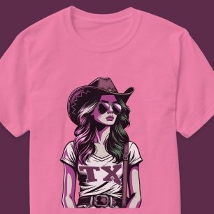 Modern Pop Art Cool Texas Cowgirl Western T-Shirt