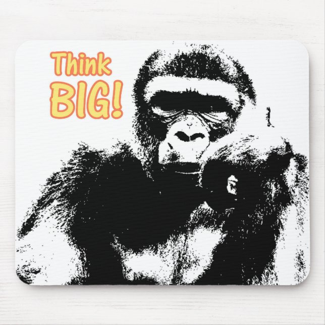 Modern Pop Art Gorilla Think Big Motivational Mouse Mat (Front)