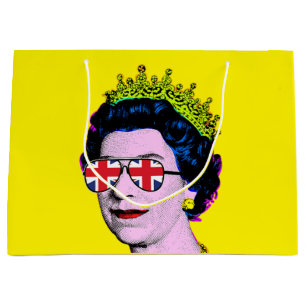 Modern Pop art HM Queen in union jack glasses Larg Large Gift Bag