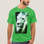 Modern Pop Art Lion Face Men's Elegant Green T-Shirt<br><div class="desc">Custom Elegant Modern Pop Art Lion Head Template Add Image Logo Photo Basic Shamrock Green Dark T-Shirt.</div>