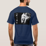 Modern Pop Art Lion Head The King Back Print Men's T-Shirt<br><div class="desc">Modern Pop Art Lion Head The King Back Print Elegant Template Men's Basic Navy Blue Dark T-Shirt.</div>