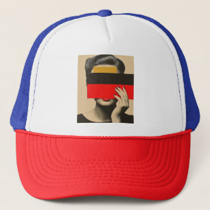 Modern Pop Art Mysterious Woman Behind Colours Trucker Hat