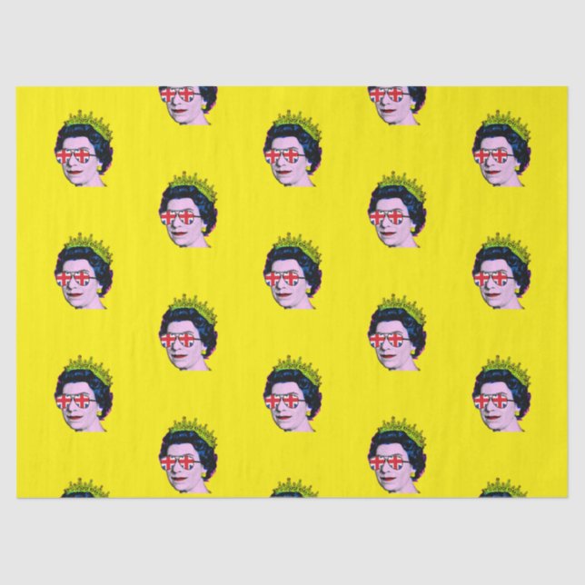 Modern Pop art Queen in Union Jack glasses Tissue Paper (Front)
