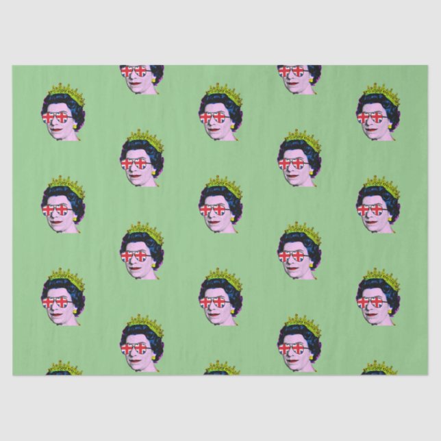 Modern Pop art Queen in Union Jack glasses Tissue  Tissue Paper (Front)