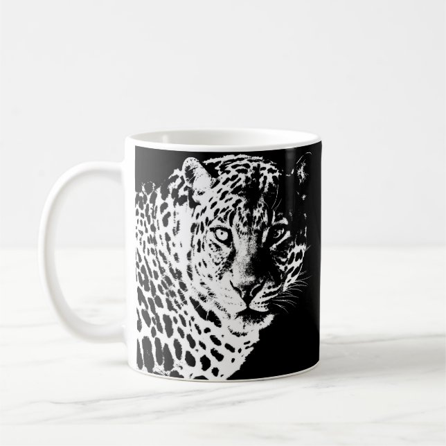 Modern Pop Art Template Animals Leopard Face Coffee Mug (Left)