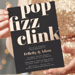 Modern Pop | Engagement Party<br><div class="desc">Modern and minimalist engagement party invitations feature chic black and white styling with "pop fizz clink" in oversized rose gold foil retro lettering. Personalise with your engagement celebration details beneath. Invitations reverse to a pattern of colourful stars.</div>