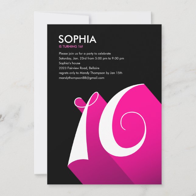 Modern Pop Sweet 16 Party Invitations (Front)