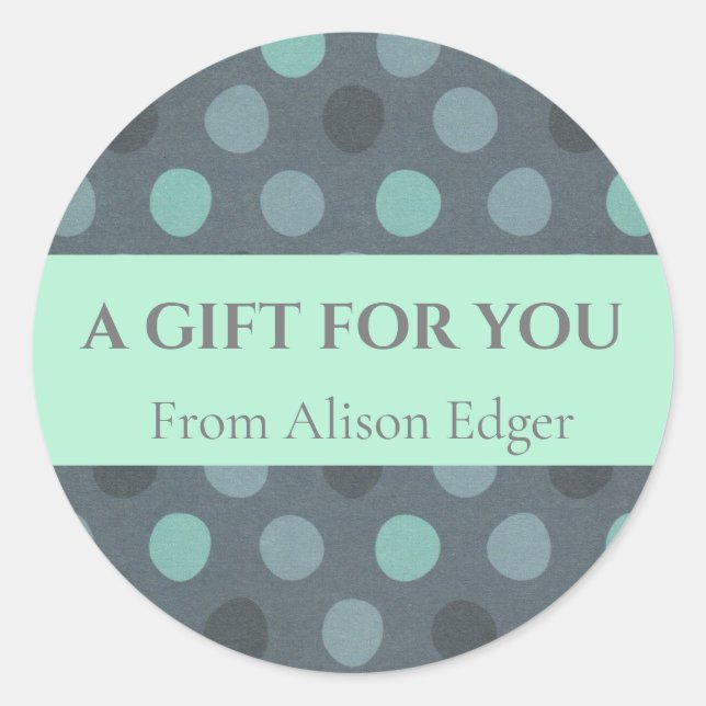 Modern Pop Turquoise Polka Dot  Customizable Label (Front)