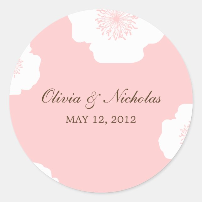 Modern Poppies Favour Stickers - Pink (Front)