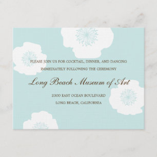 Modern Poppies Wedding Reception Card - Aqua Blue